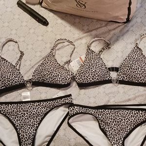 NWT: Michael Kors Animal-Print Logo Triangle Bikini Top &matching Bottoms